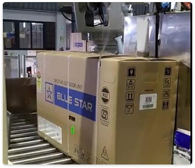 Sieora AI strap detection overlay confirming strap presence and alignment on a carton — Blue Star