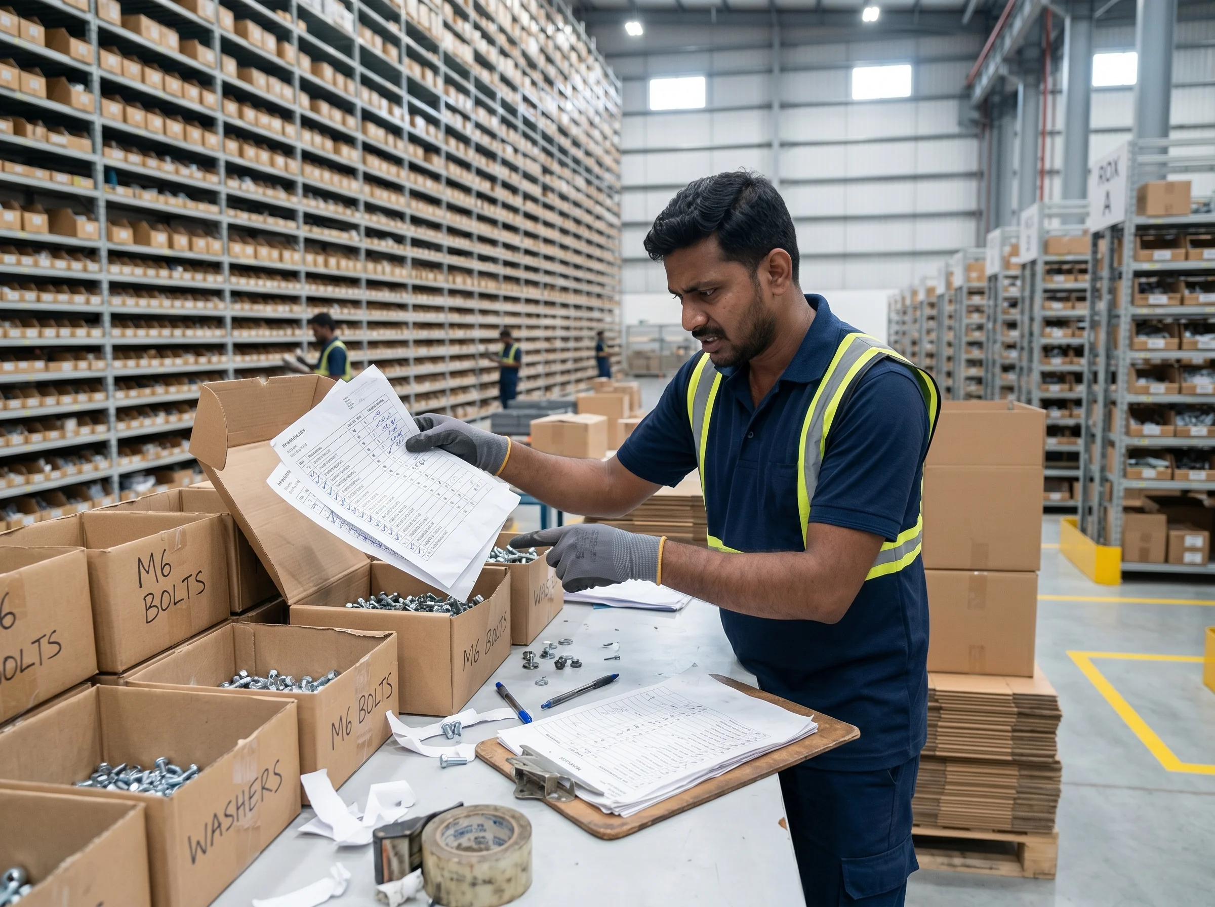 Manual, paper-based packing with no OCR or barcode validation at Emerson Chennai PDC