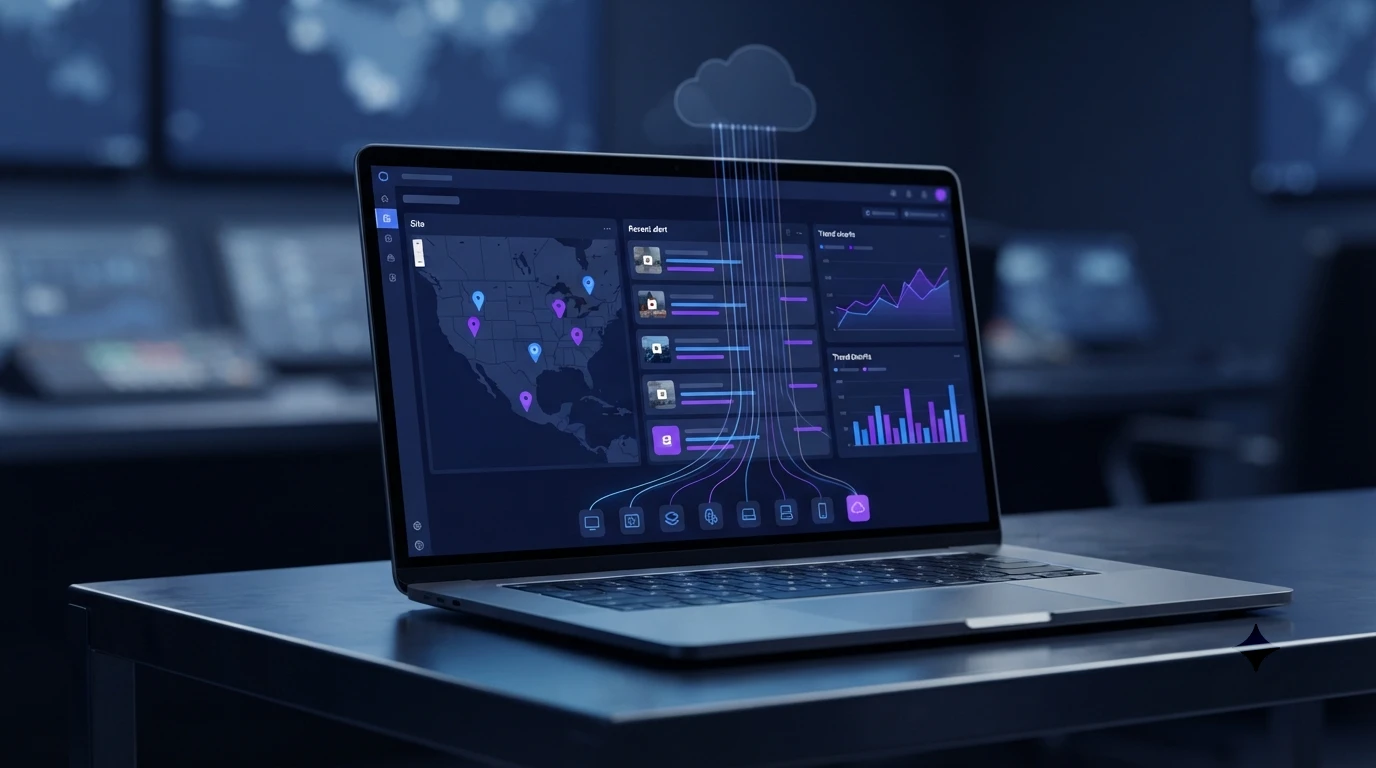Edge-to-cloud dashboard showing alerts synced from on-site AI devices