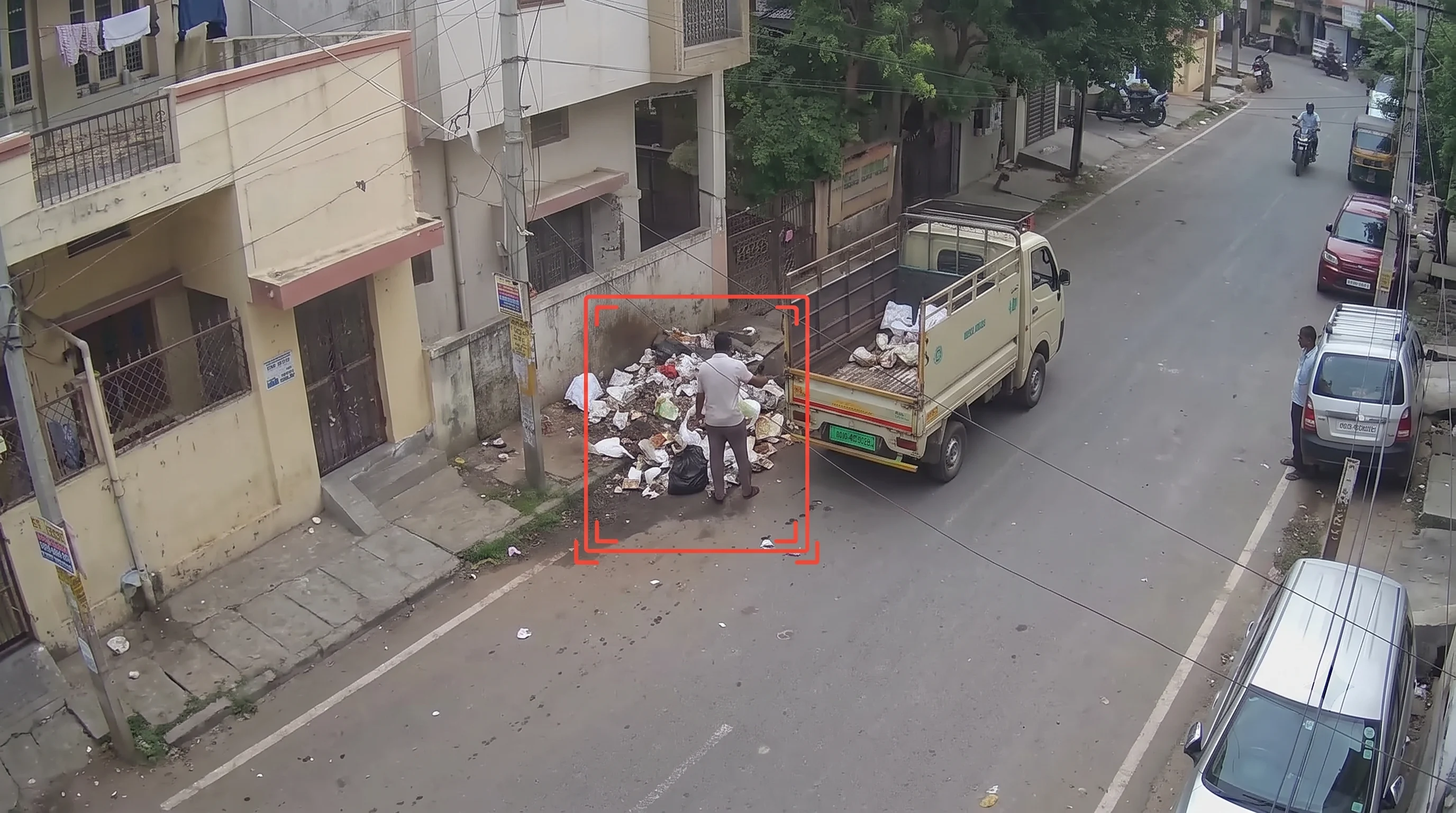 Illegal dumping of waste detected on a street camera