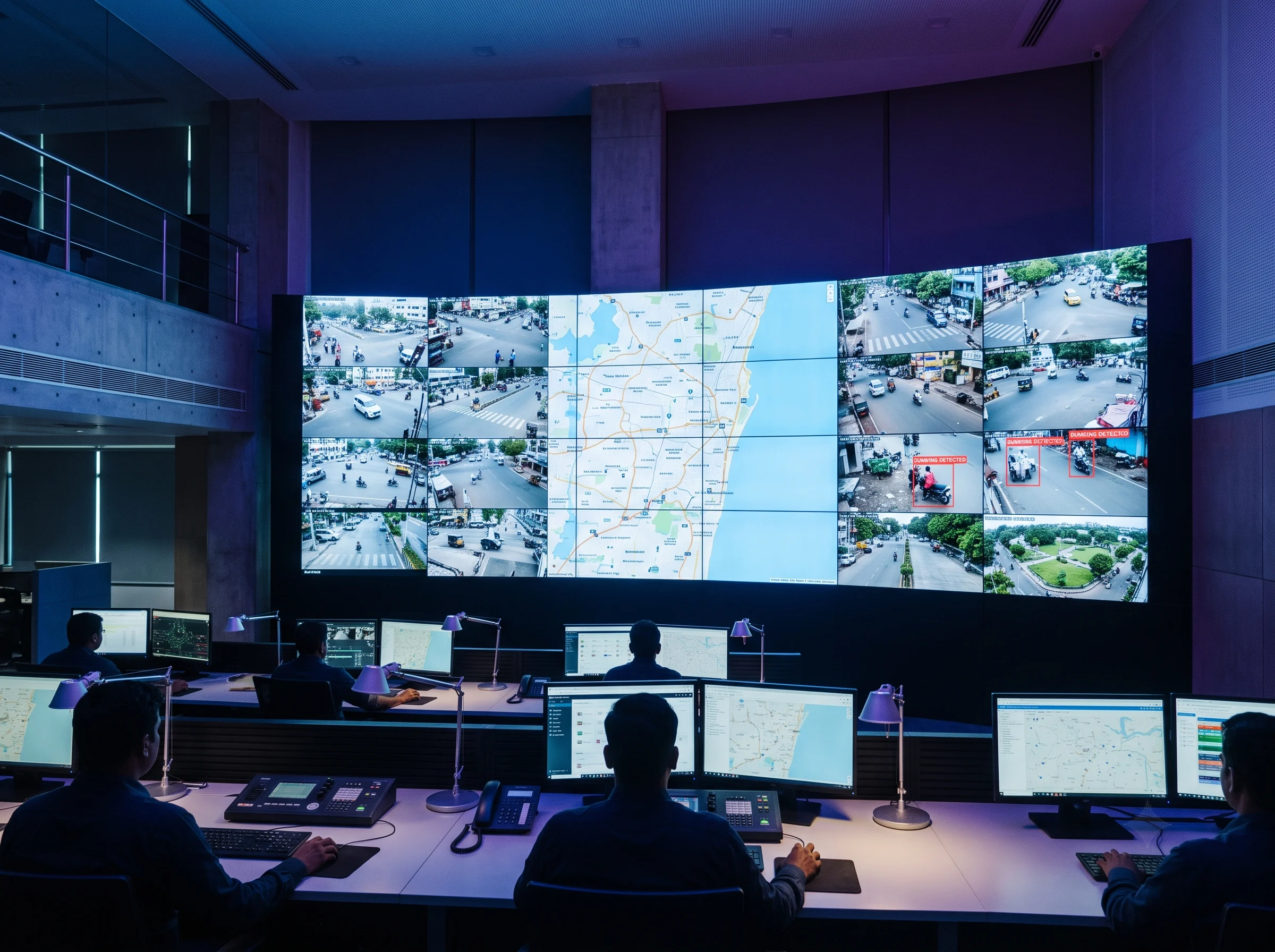 Garbage detection alerts feeding an ICCC command centre dashboard