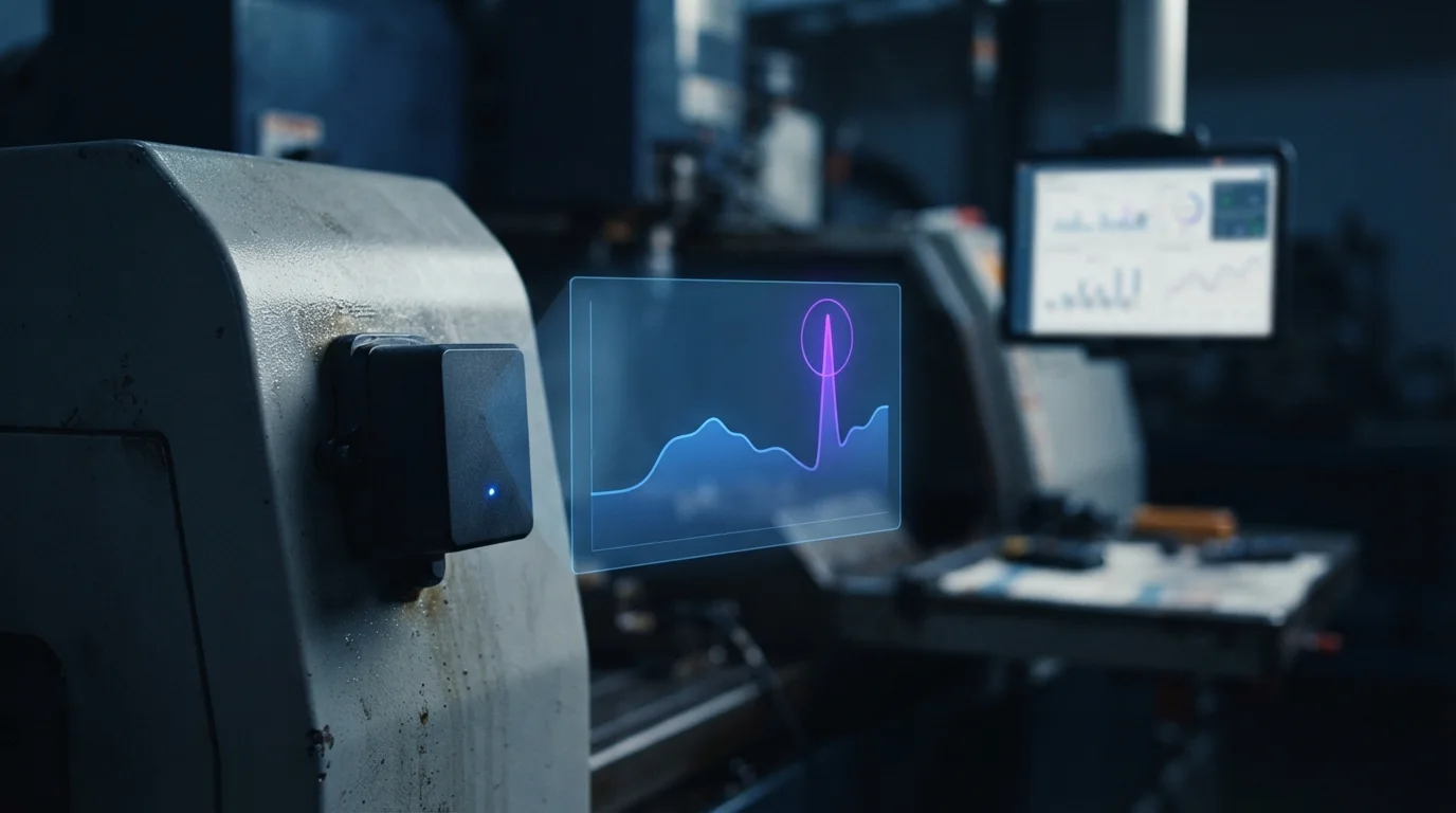 IoT device running AI anomaly detection with insights on a dashboard