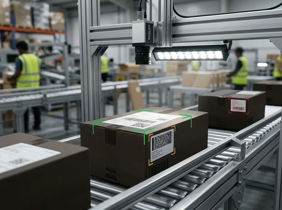 Machine vision barcode and OCR label verification on a packaging line