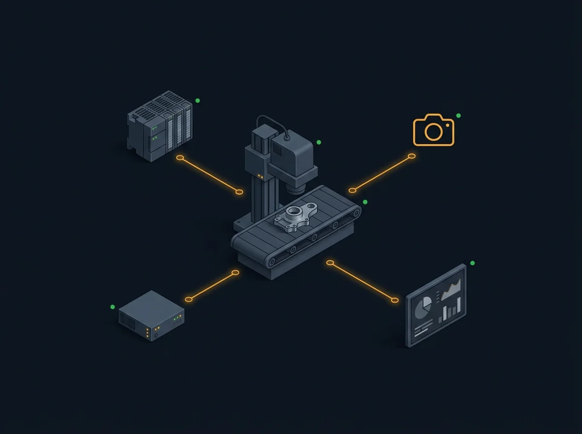 Machine vision integrated with PLC and MES on an existing production line
