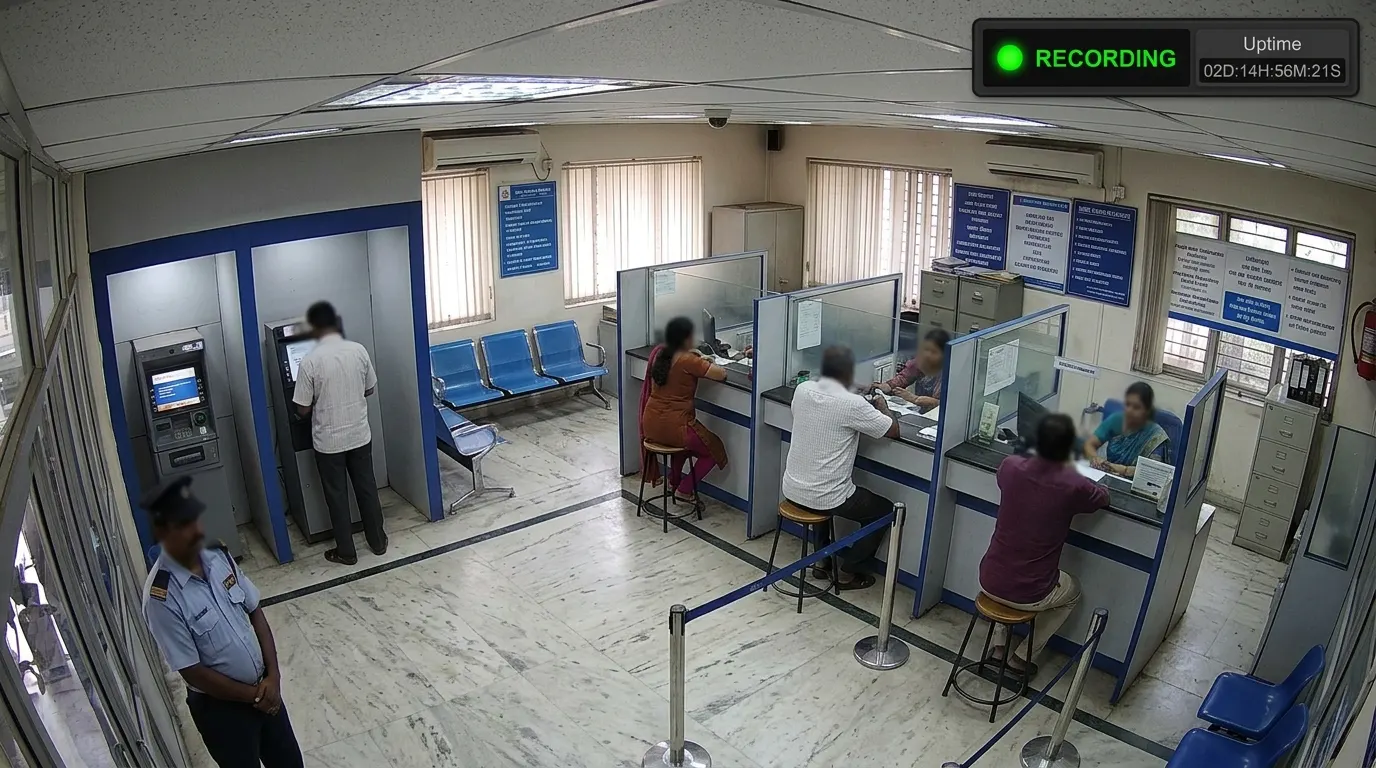 Bank branch NVR health monitoring catching a disk failure before an RBI audit
