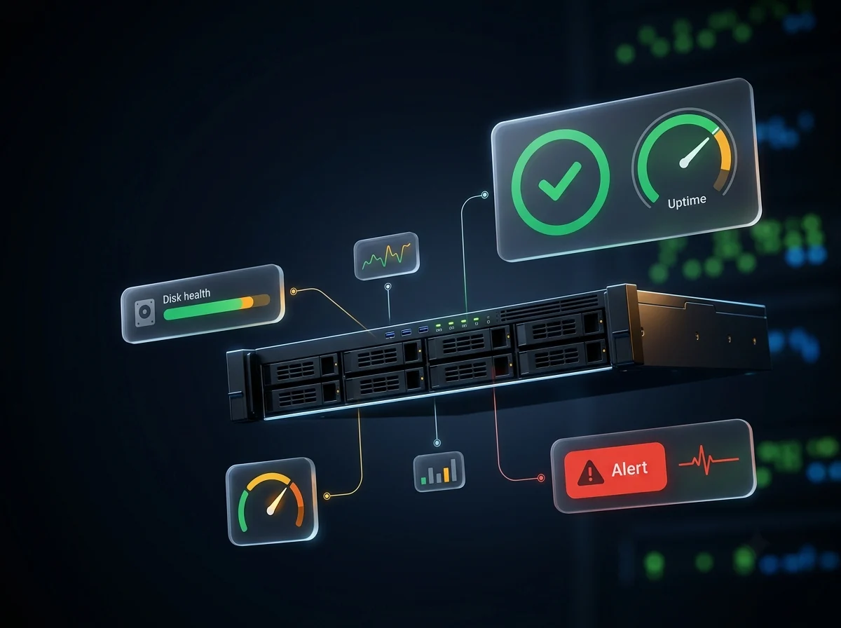 NVR health monitoring software dashboard showing recorder and HDD status across sites
