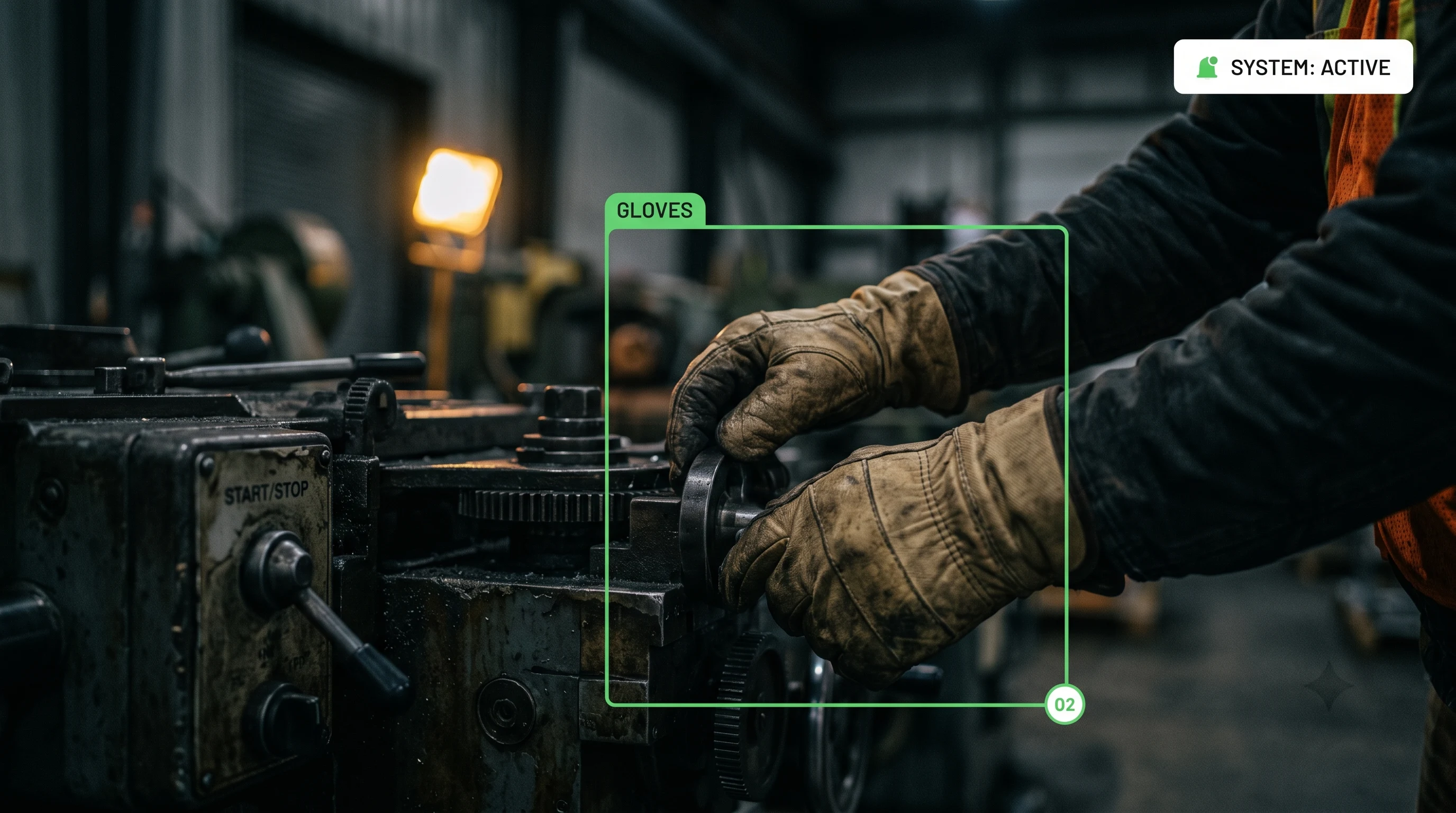 Glove detection on a worker handling equipment in a manufacturing plant