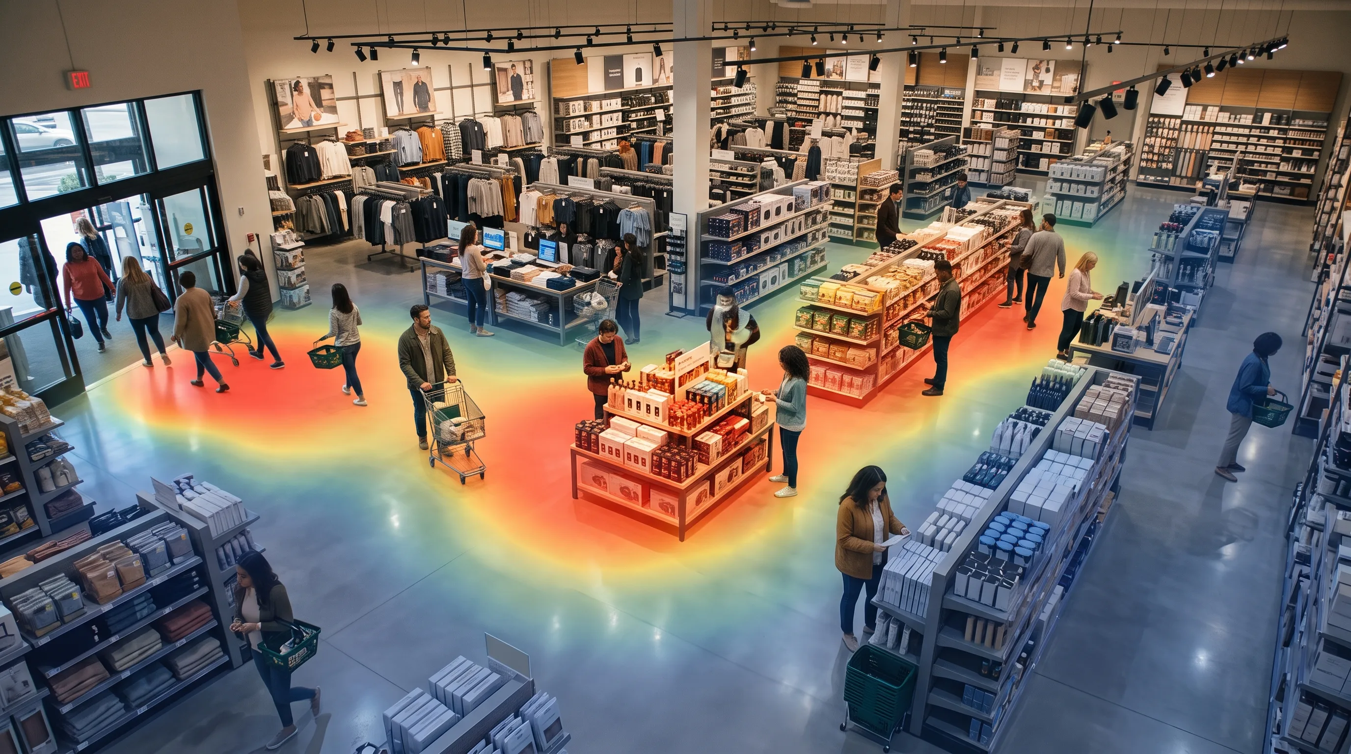 Retail heatmap analytics showing shopper density across store zones