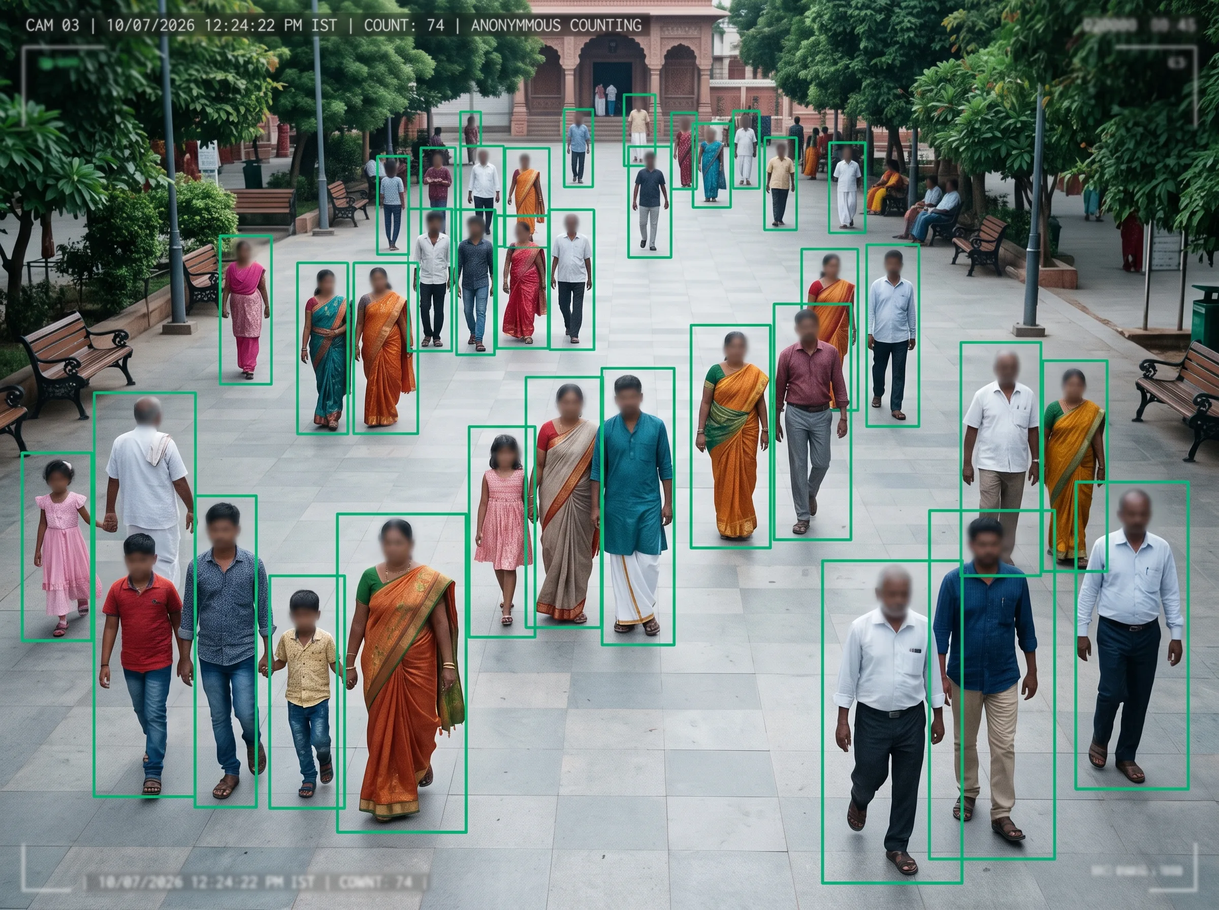 Privacy-first city surveillance with anonymous detection and masked faces