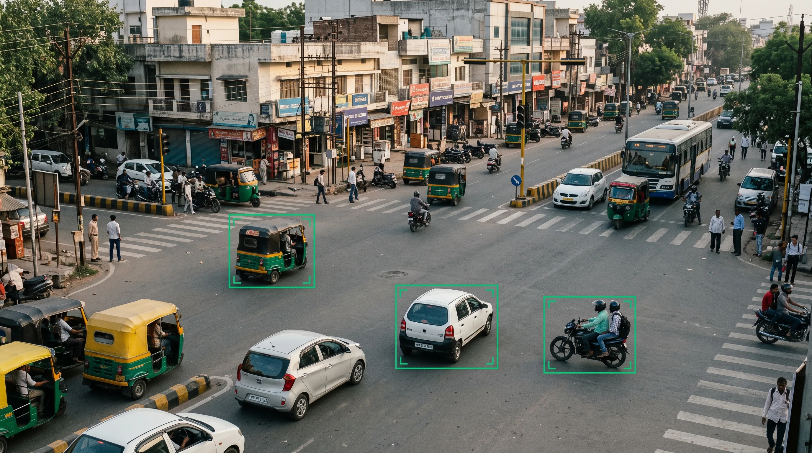 Smart city traffic management detecting a wrong-way violation and reading number plates