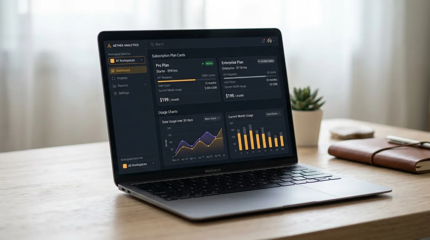 SaaS platform web application with multi-tenant dashboard
