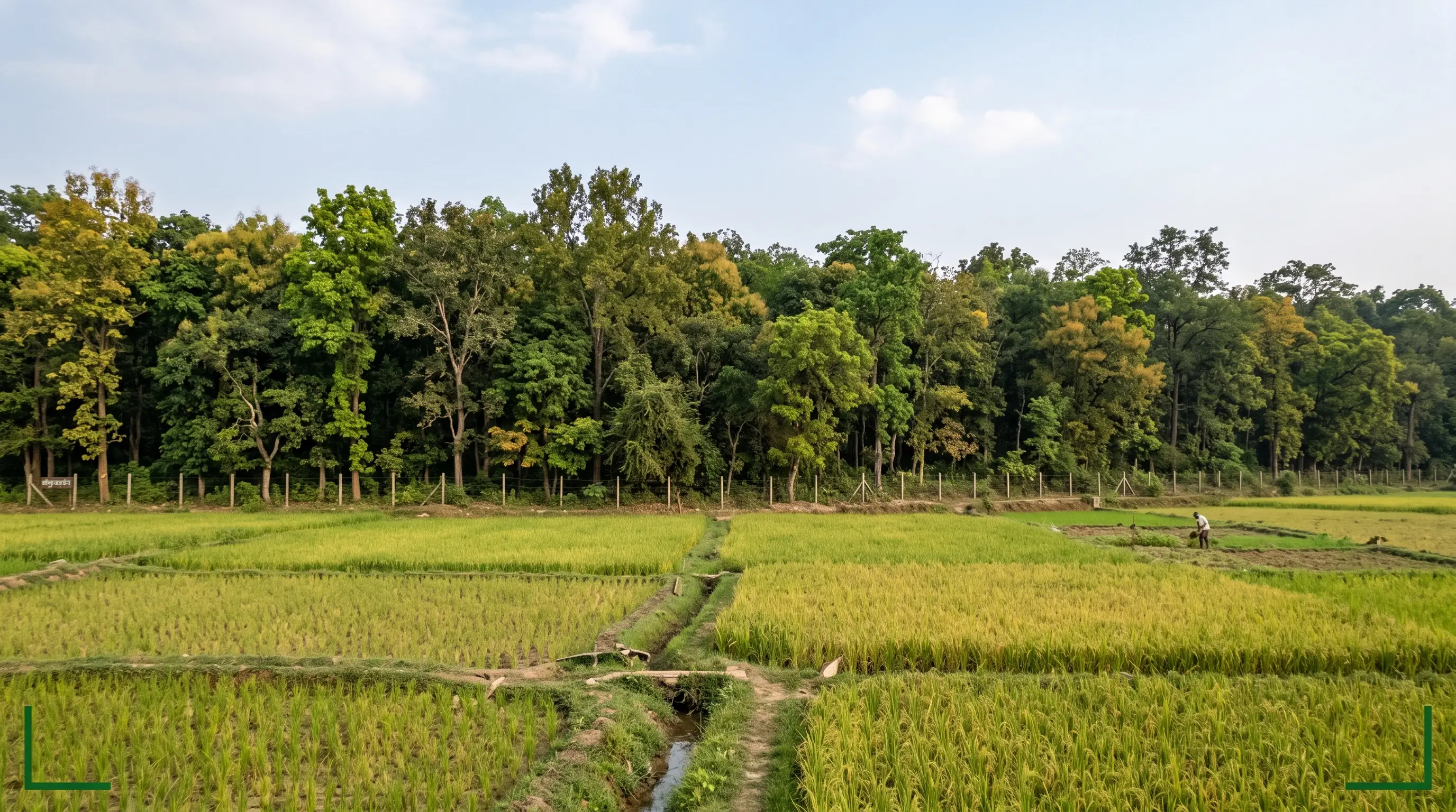 Wildlife monitoring protecting a forest-edge farm from wild boar