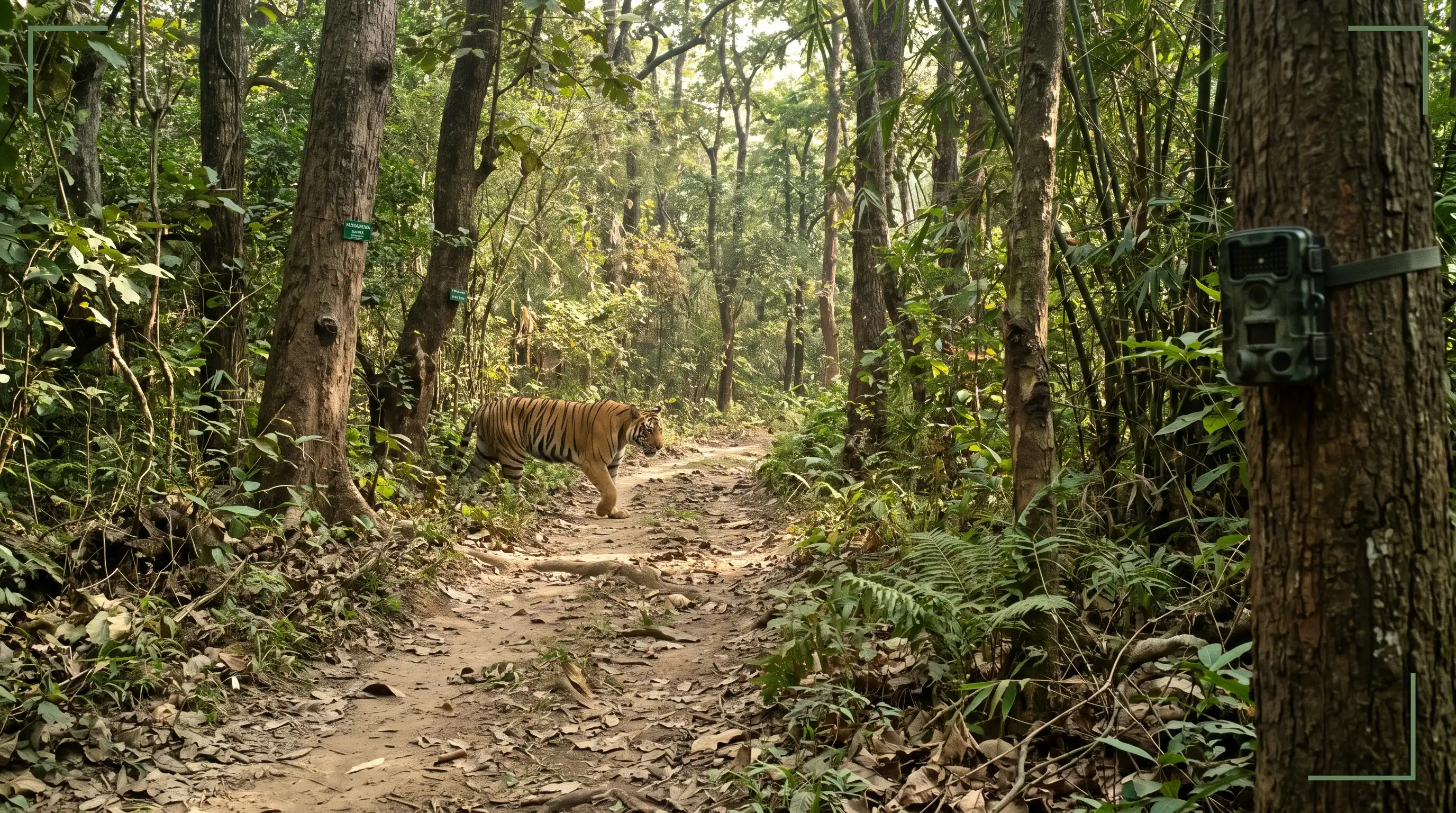 Camera trap AI monitoring species in a tiger reserve